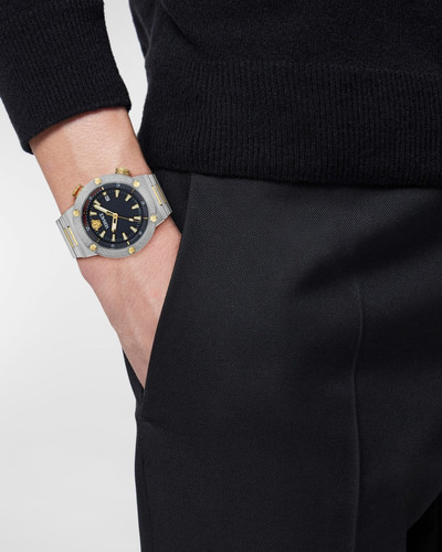 VERSACE Men's Greca Logo Two-Tone Bracelet Watch, 43mm outlook