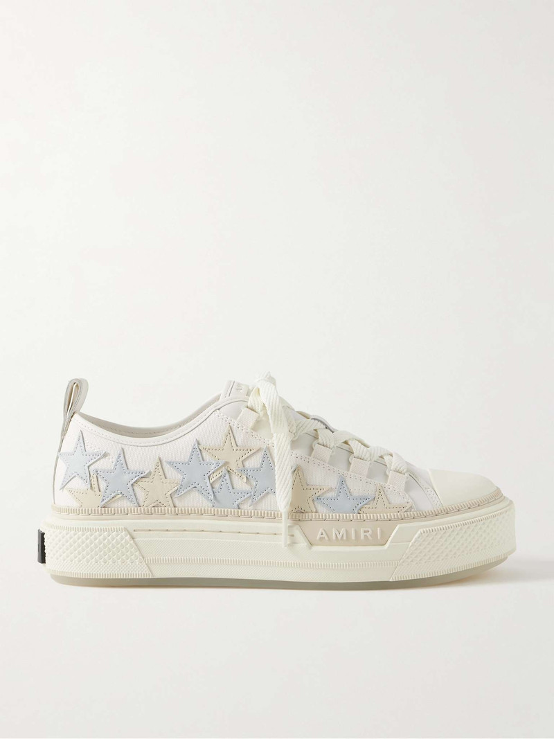 Stars Court Leather and Rubber-Trimmed Appliquéd Canvas Sneakers - 1