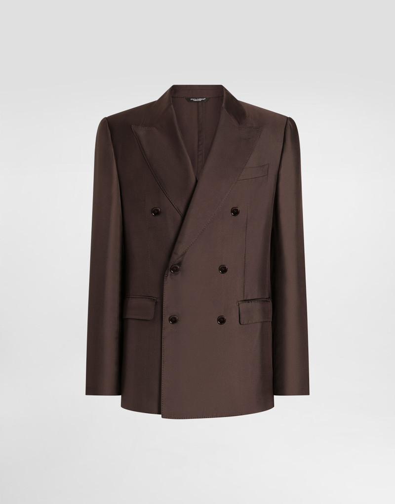 Sicilia light double-breasted silk twill jacket 1