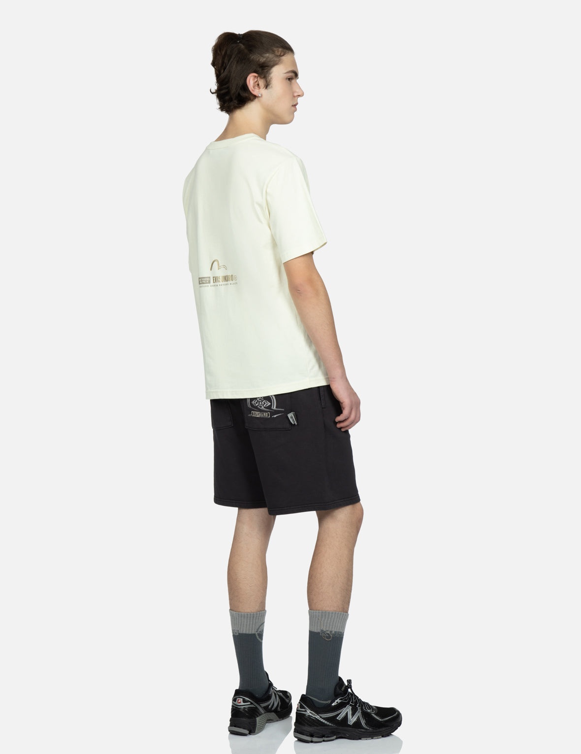 Distorted Kamon Embroidery Sweat Shorts - 3