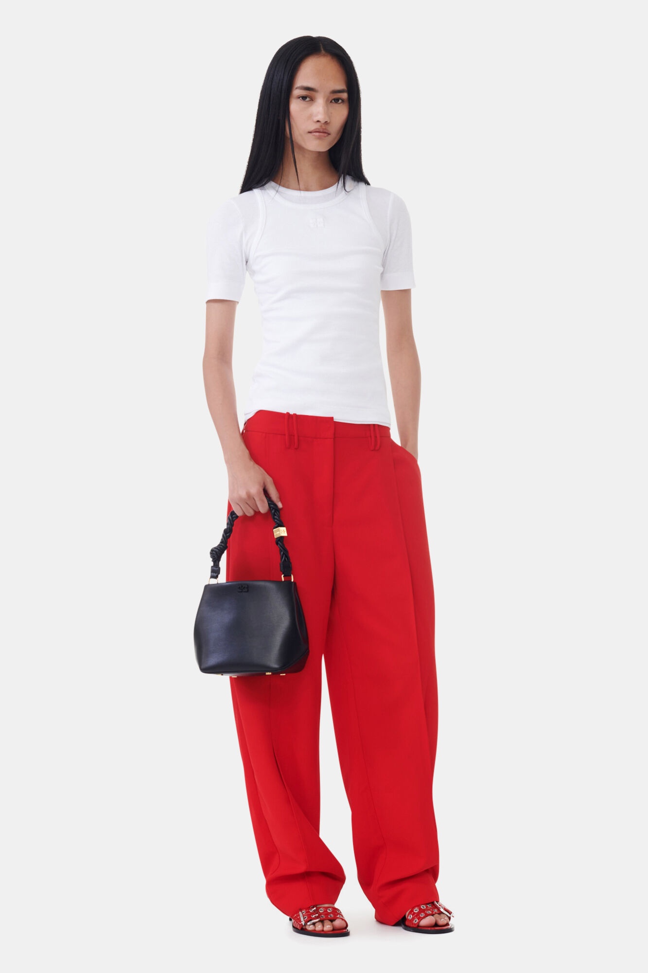RED TWILL SUITING PANTS - 2