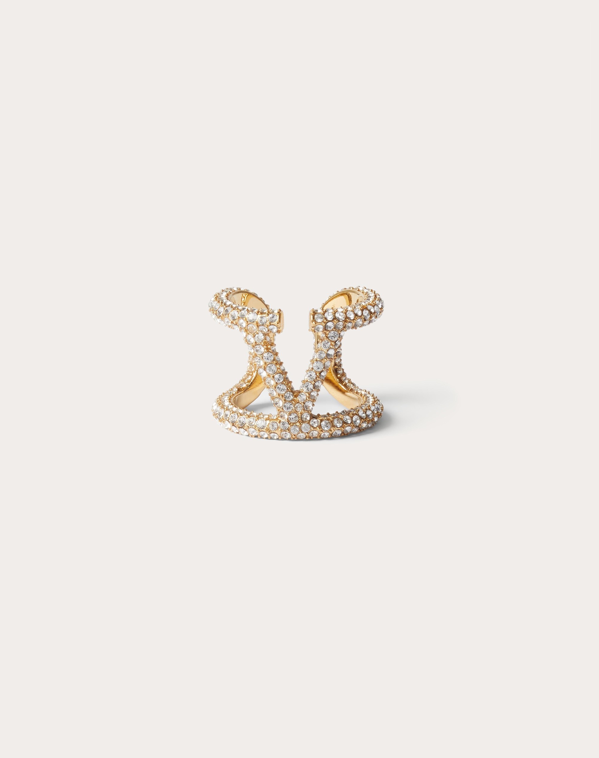 VLOGO SIGNATURE RING IN METAL AND SWAROVSKI® CRYSTALS - 1