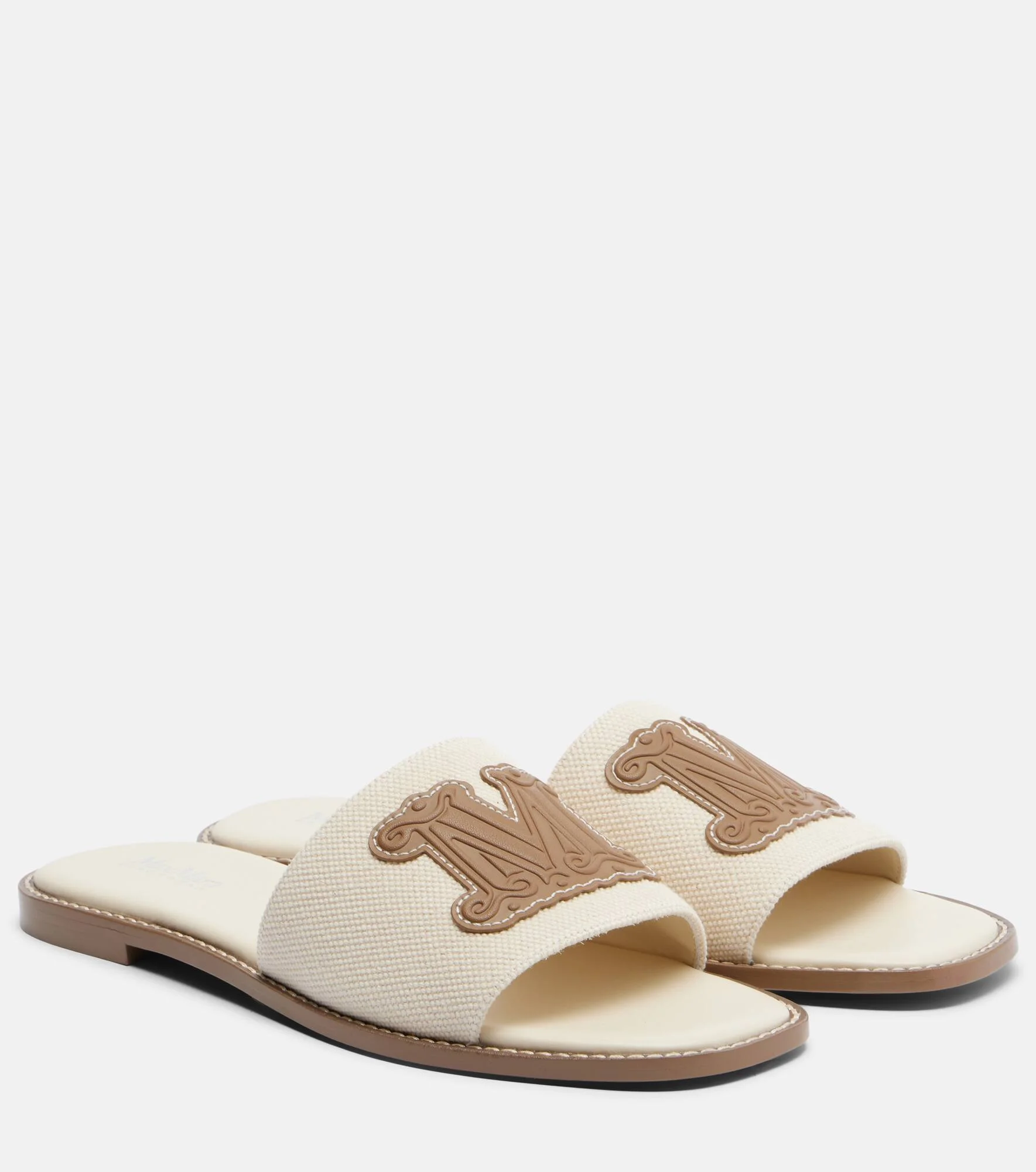 Caucaso leather-trimmed canvas slides - 1