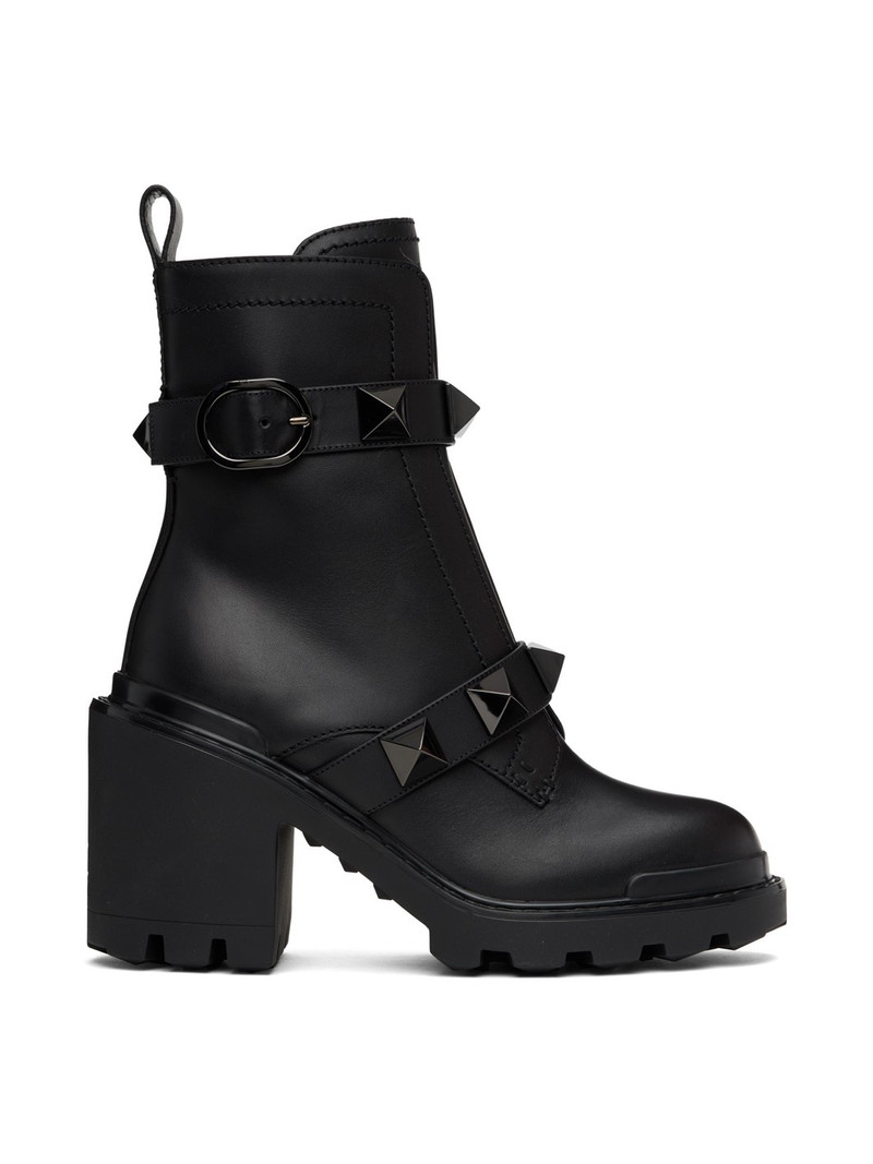 Black Roman Stud Ankle Boots 1