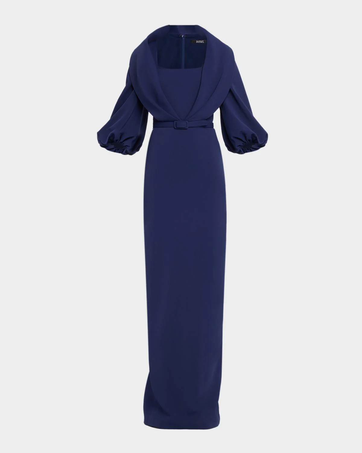 Draped Shawl-Collar Column Gown - 1