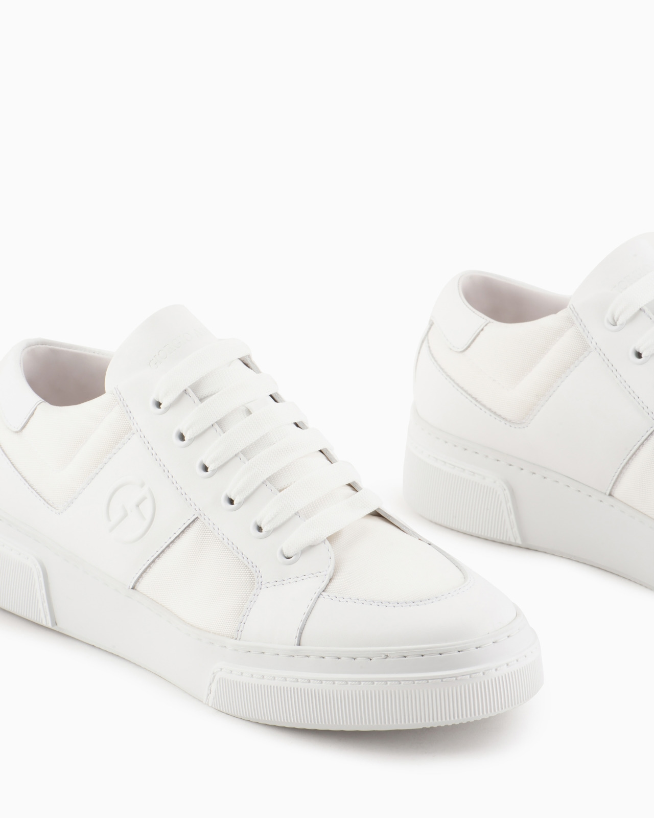 Leather and fabric sneakers - 5