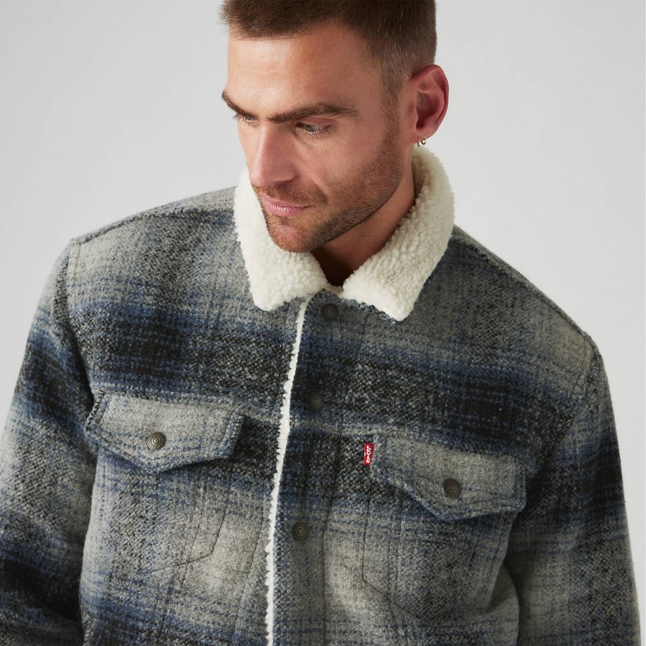 PLAID TYPE III SHERPA TRUCKER JACKET - 5