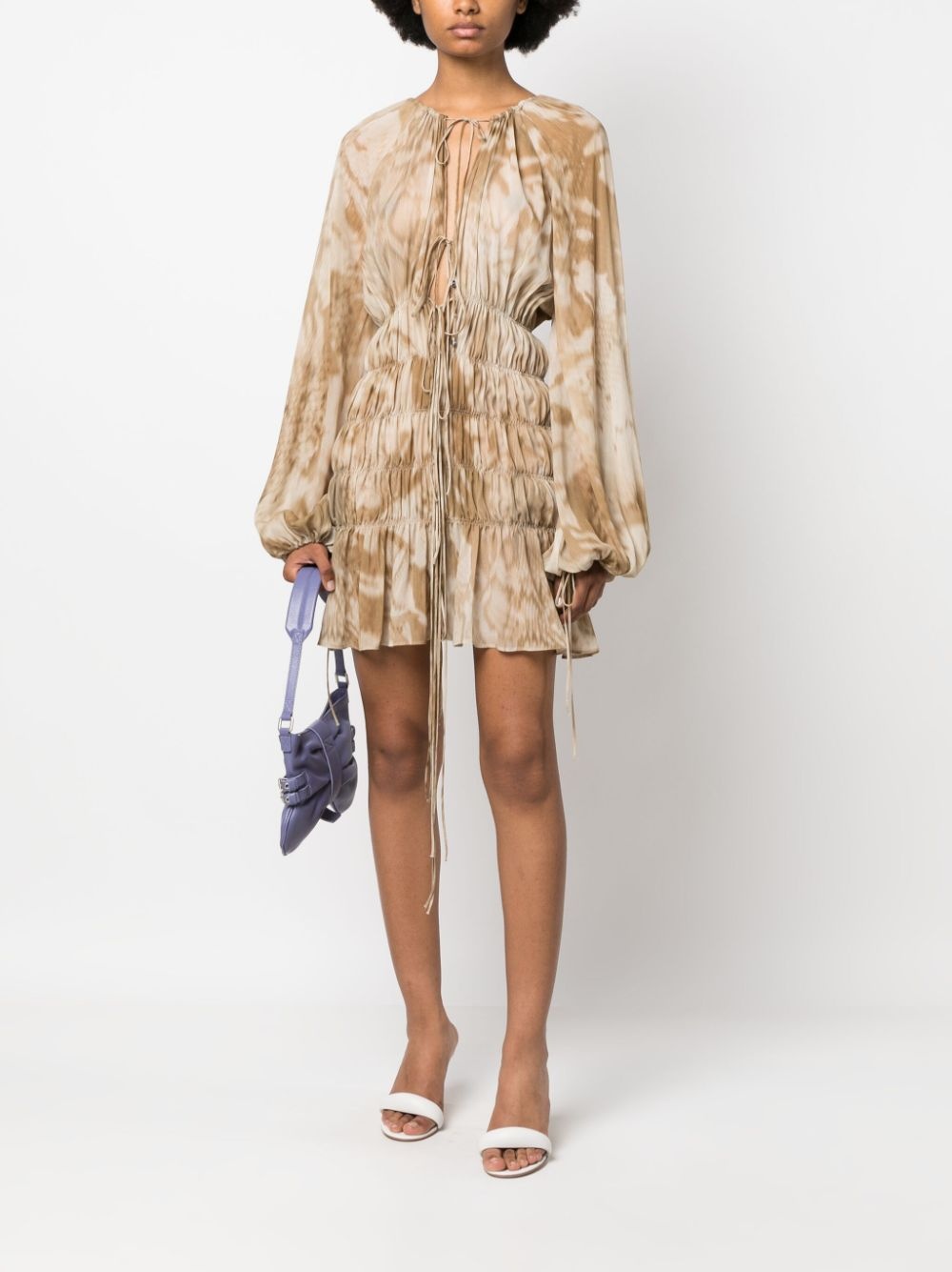 gathered-detailing long-sleeve dress - 2
