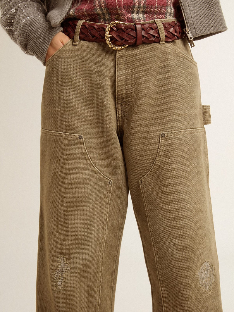 Women's distressed-effect cotton pants 4
