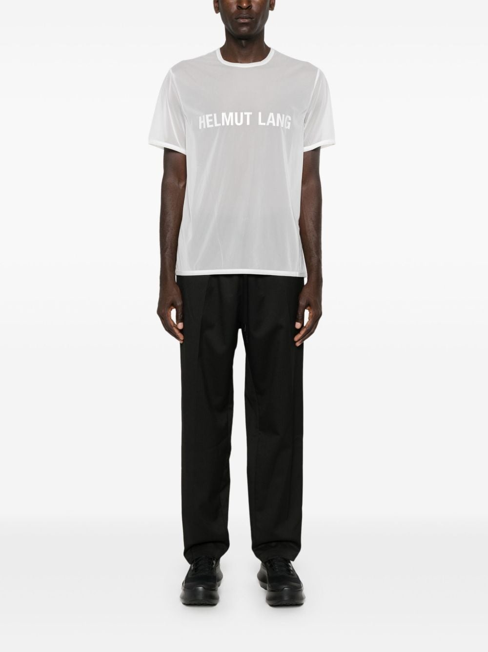 logo-print sheer T-shirt - 3