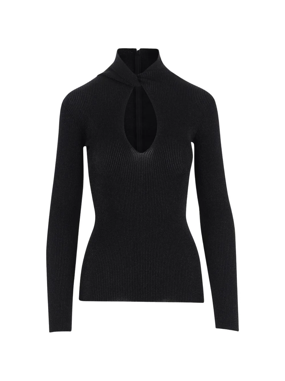 long-sleeve ribbed cut-out T-shirt - 1
