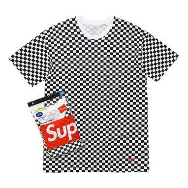 Supreme Hanes Tagless s (2 Pack) Checkered Tee 'Black White' SUP-SS18-0078 - 1