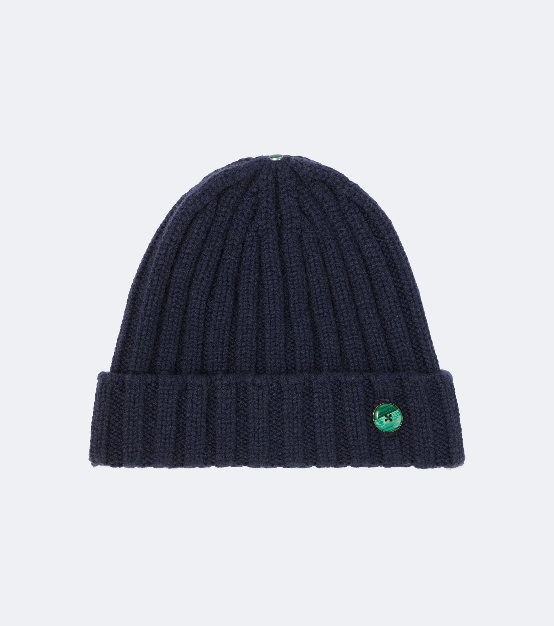 Ribbed-knit cashmere beanie with malachite - 1