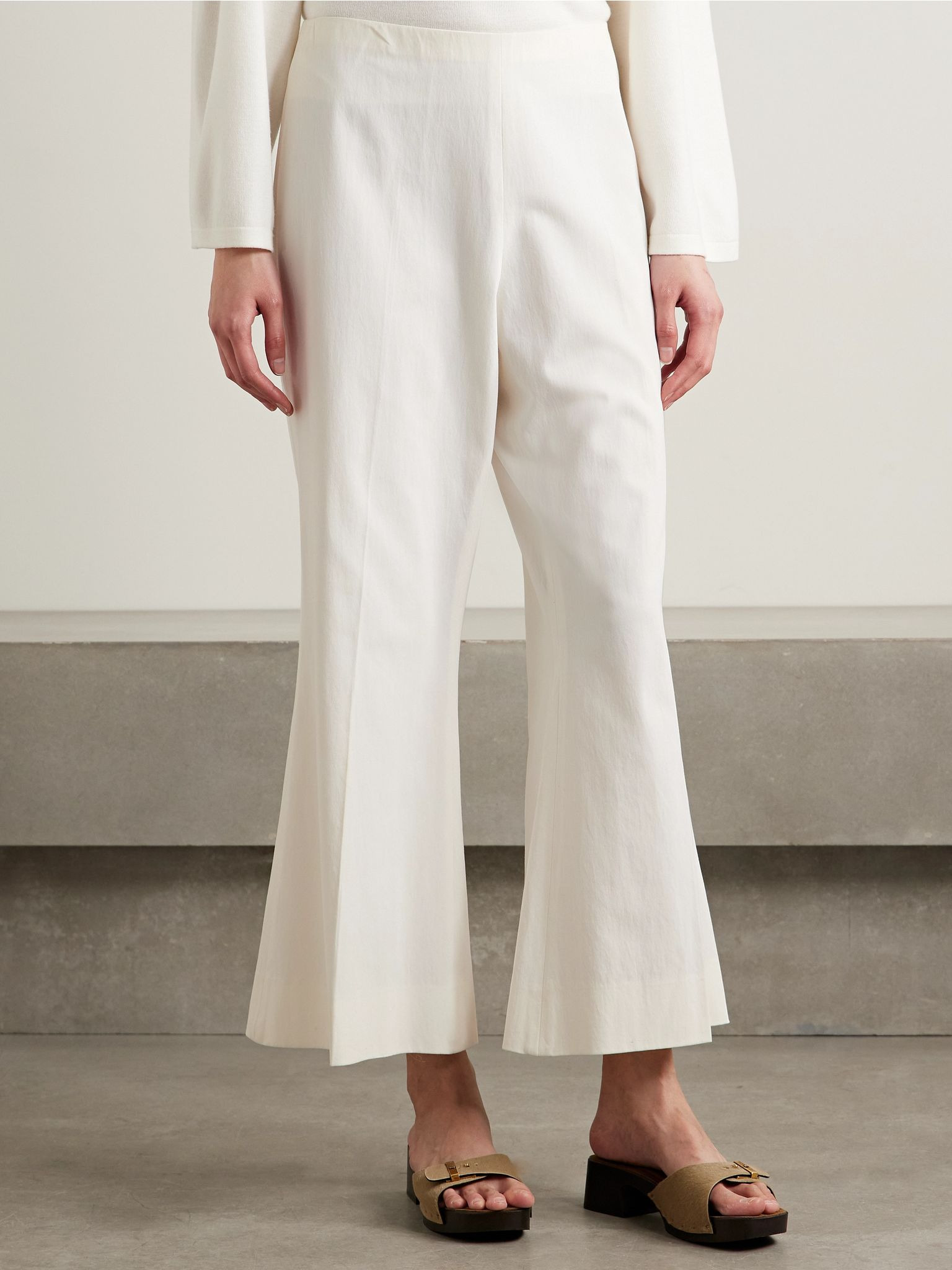 Walter cotton-canvas flared pants Cream - 3