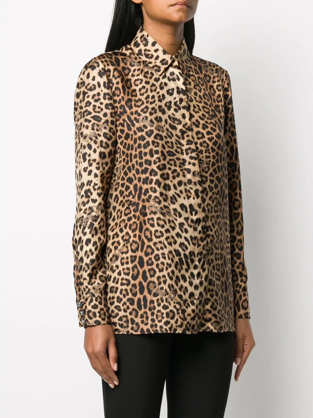 leopard-print logo silk shirt - 3