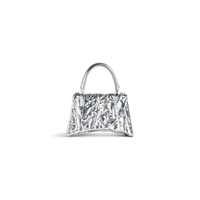 Women's Hourglass Small Handbag Crushed Effect  in Silver 4