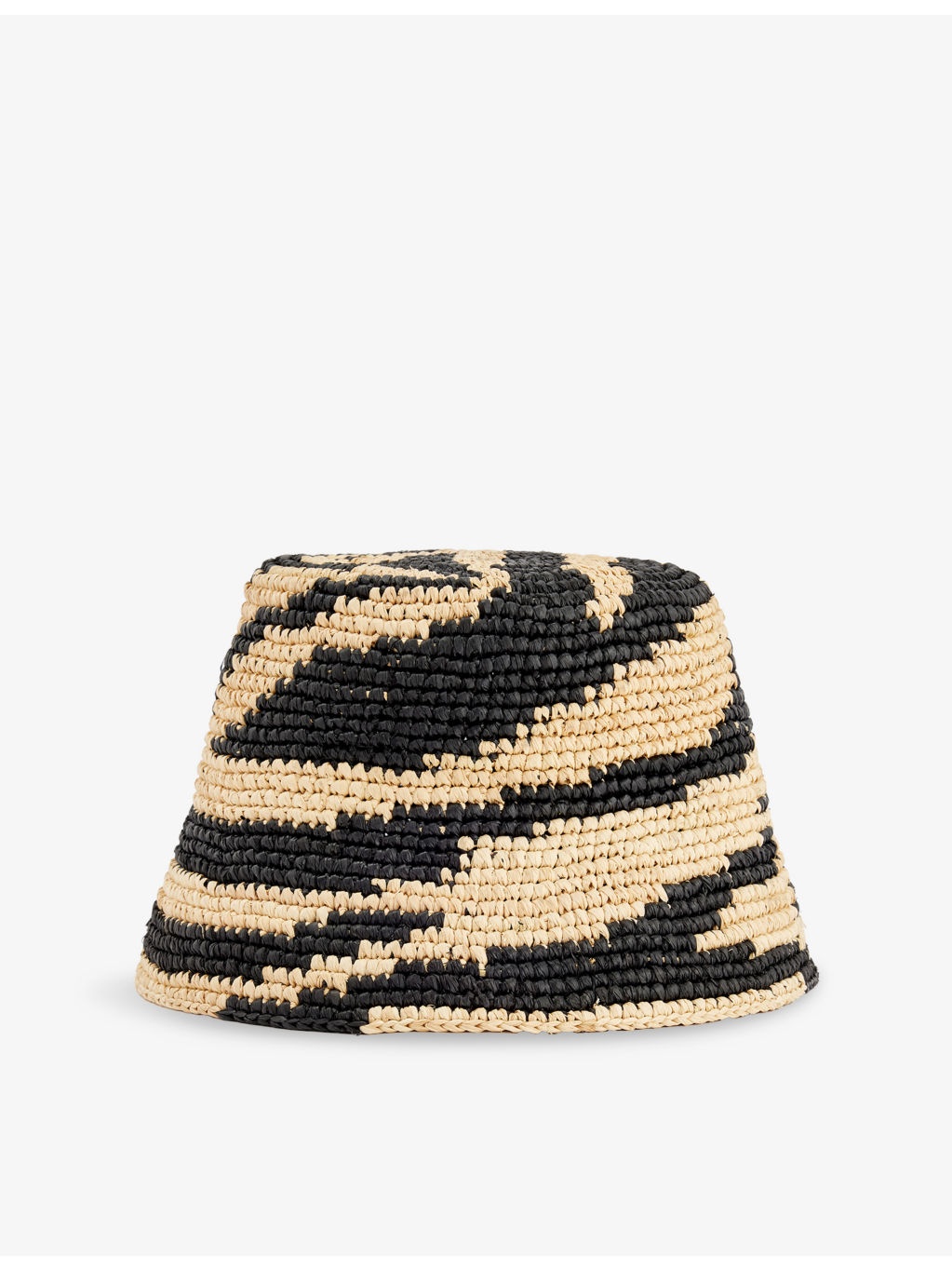 Printed Raffia Bucket Hat - 1
