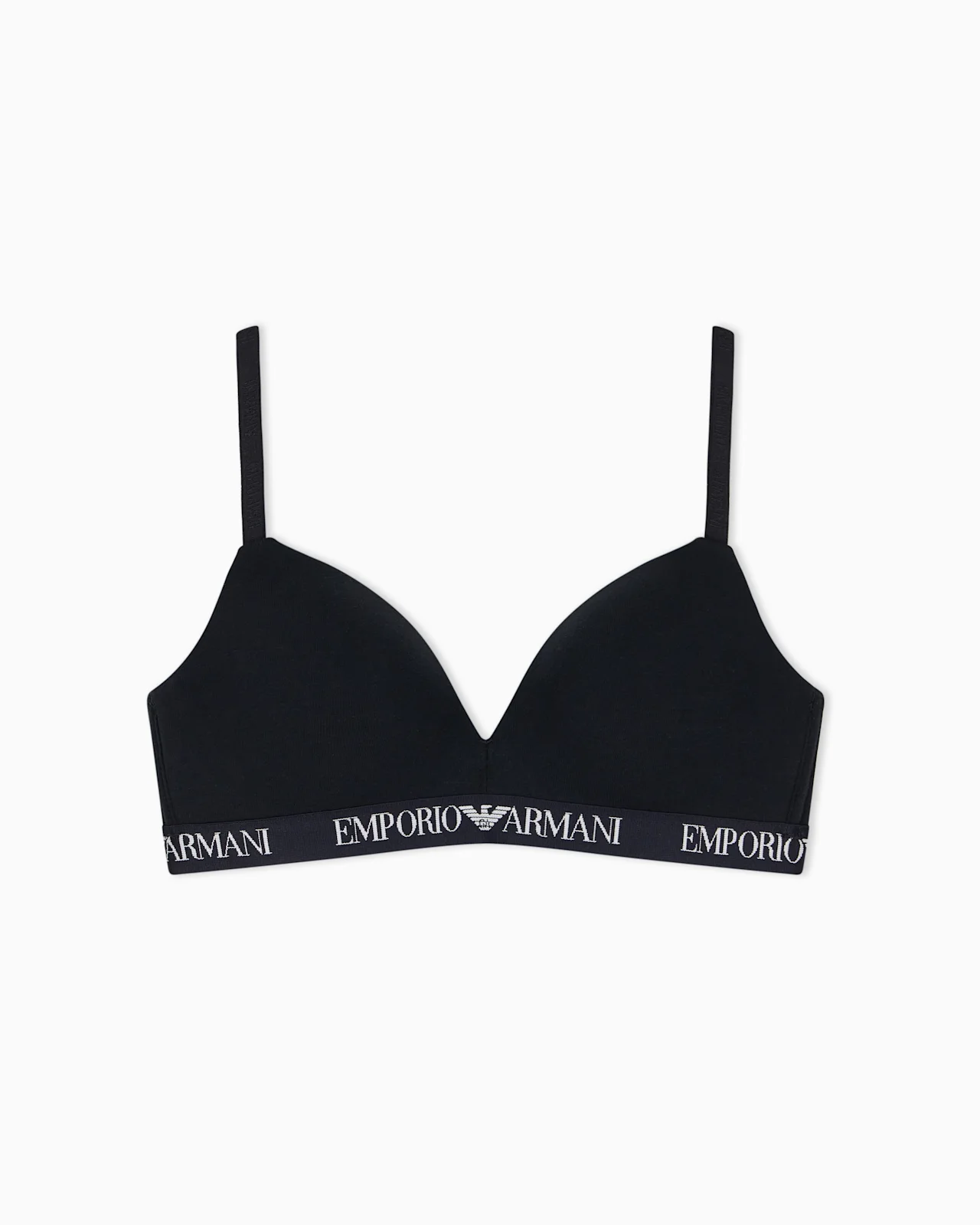 PADDED TRIANGLE BRA IN STRETCH COTTON WITH LOGO BAND - 1