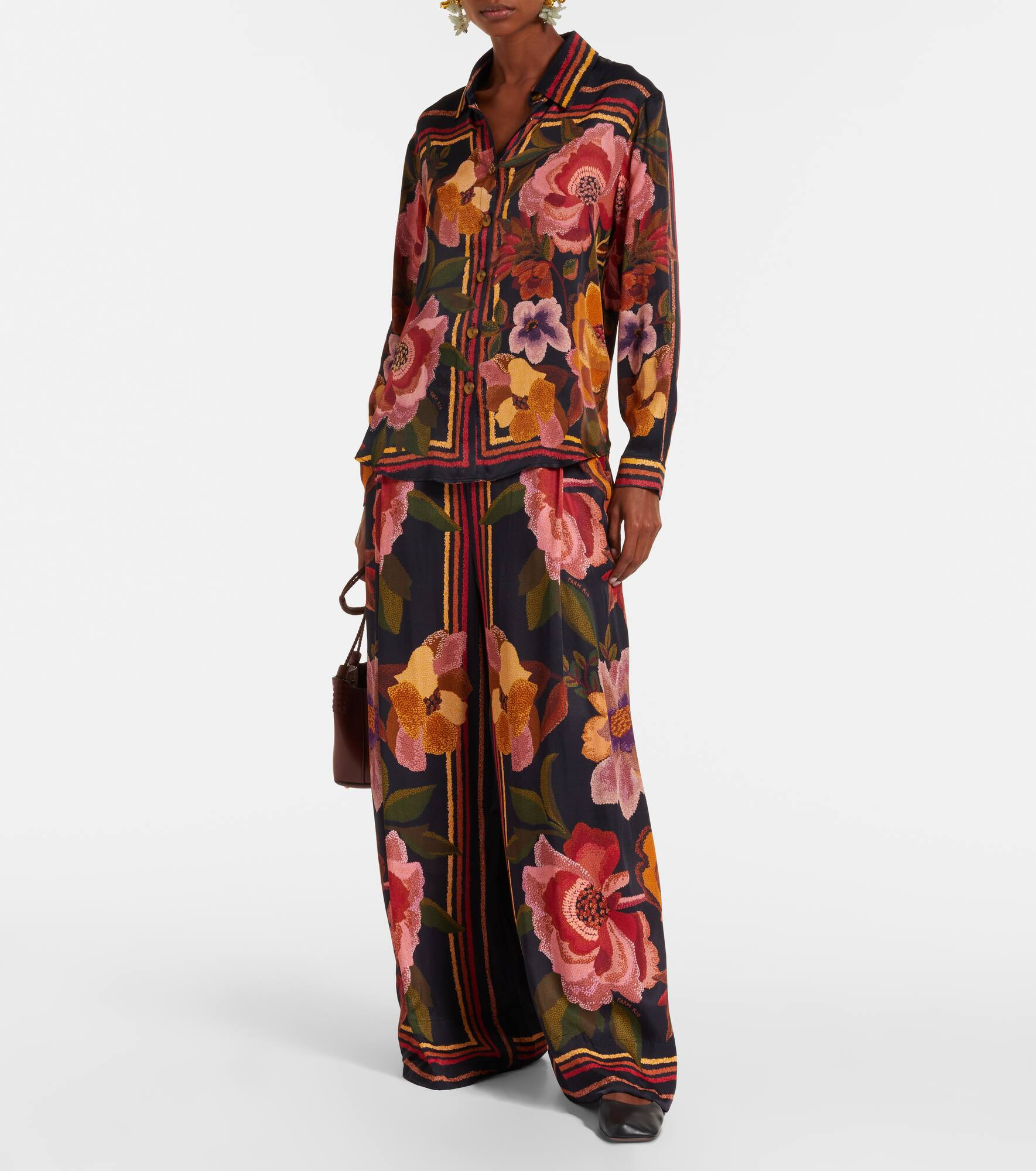 Floral high-rise wide-leg pants - 2