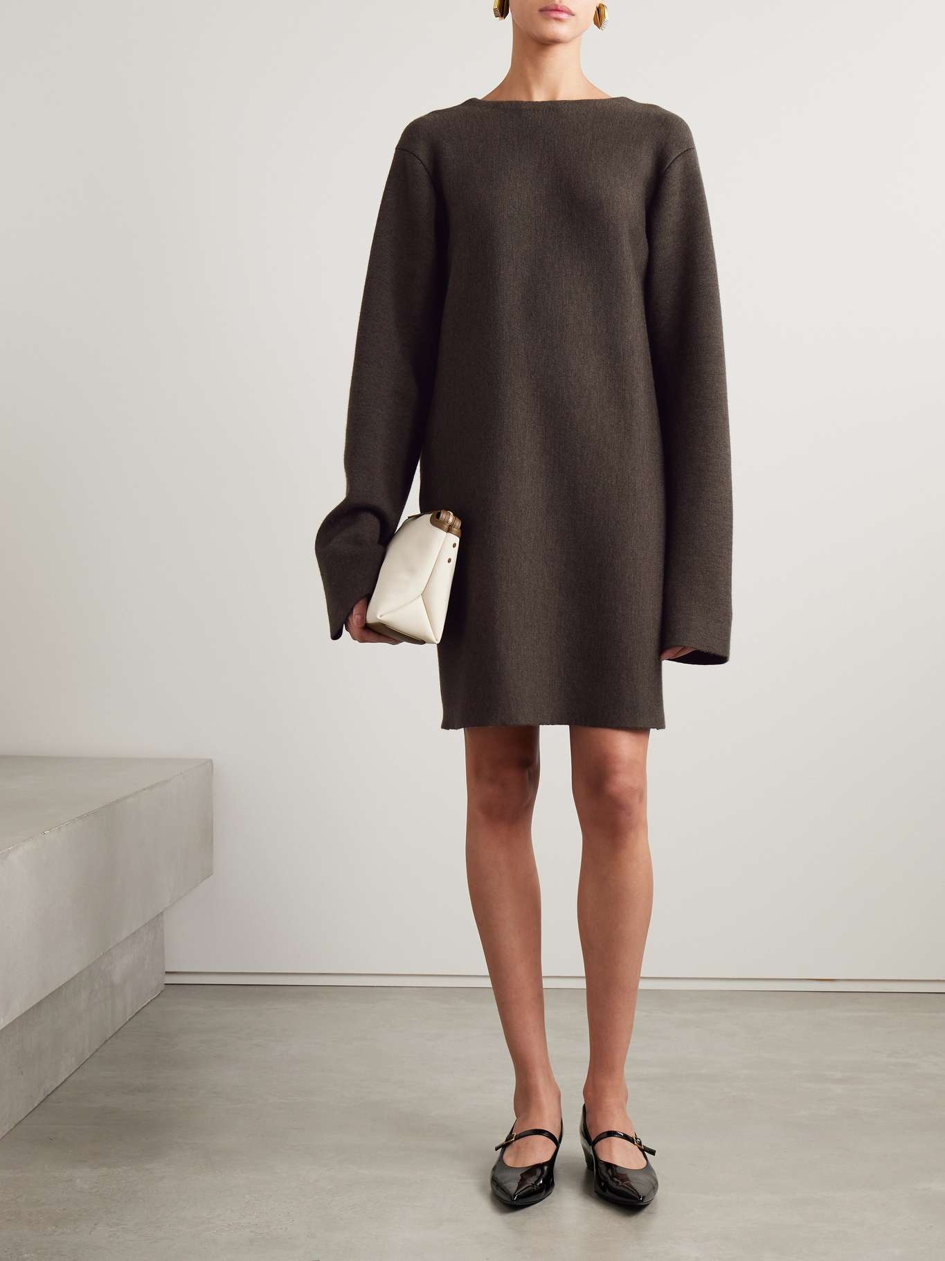 Elle wool-blend mini dress Dark brown - 2