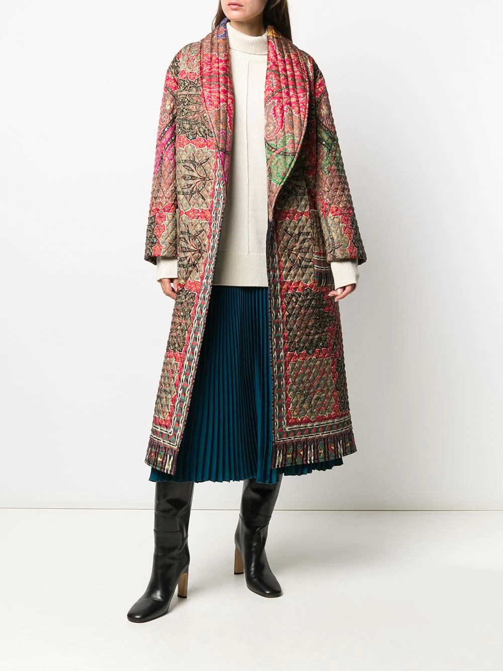 paisley-print matelassé coat - 6