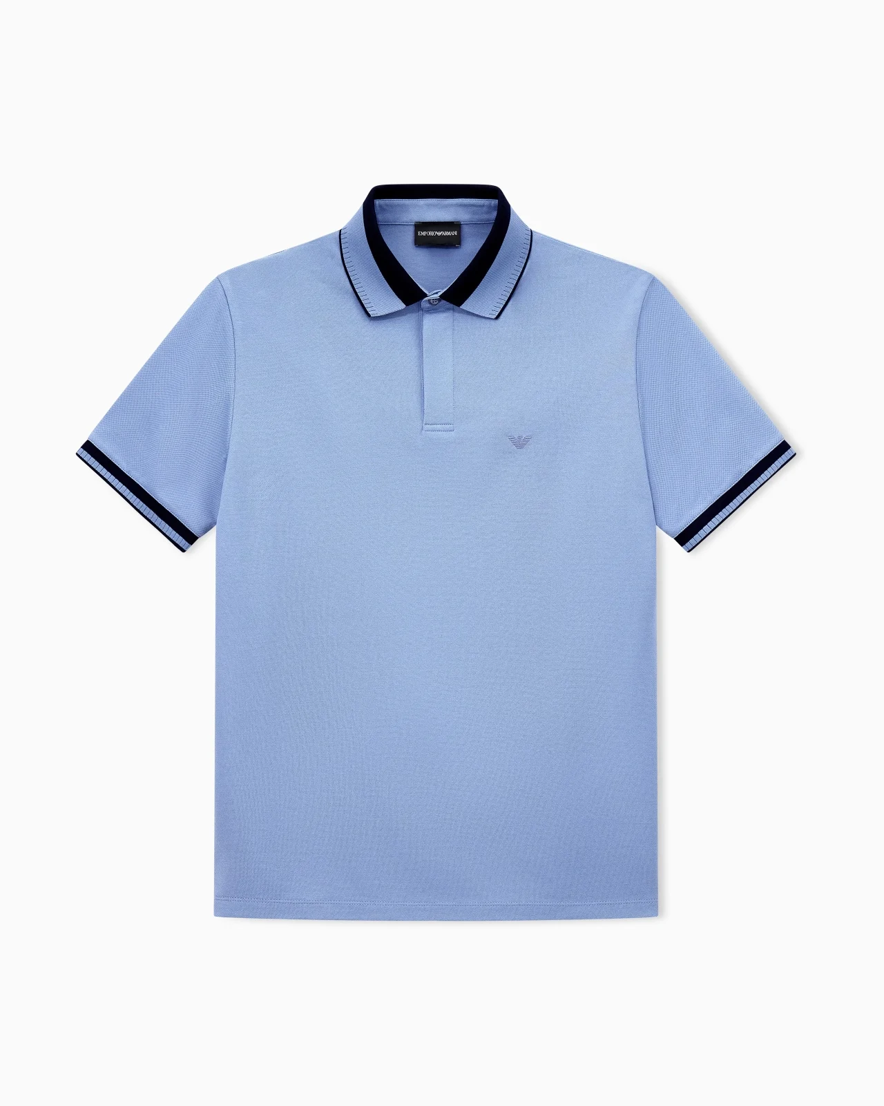 PIQUÉ POLO SHIRT WITH STRIPE DETAIL ON THE COLLAR - 1