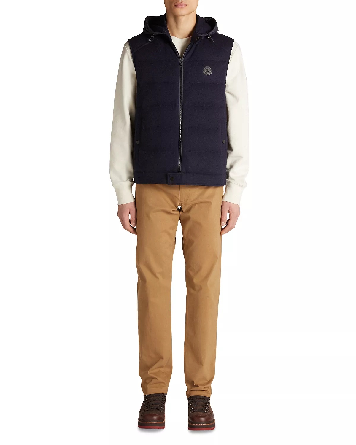 Rezila Cashmere & Nylon Full Zip Hooded Down Vest - 2