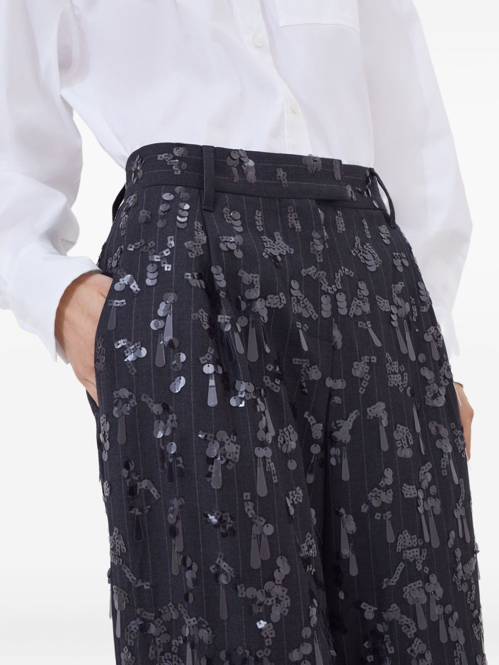 pinstripe sequin-embellished trousers - 5
