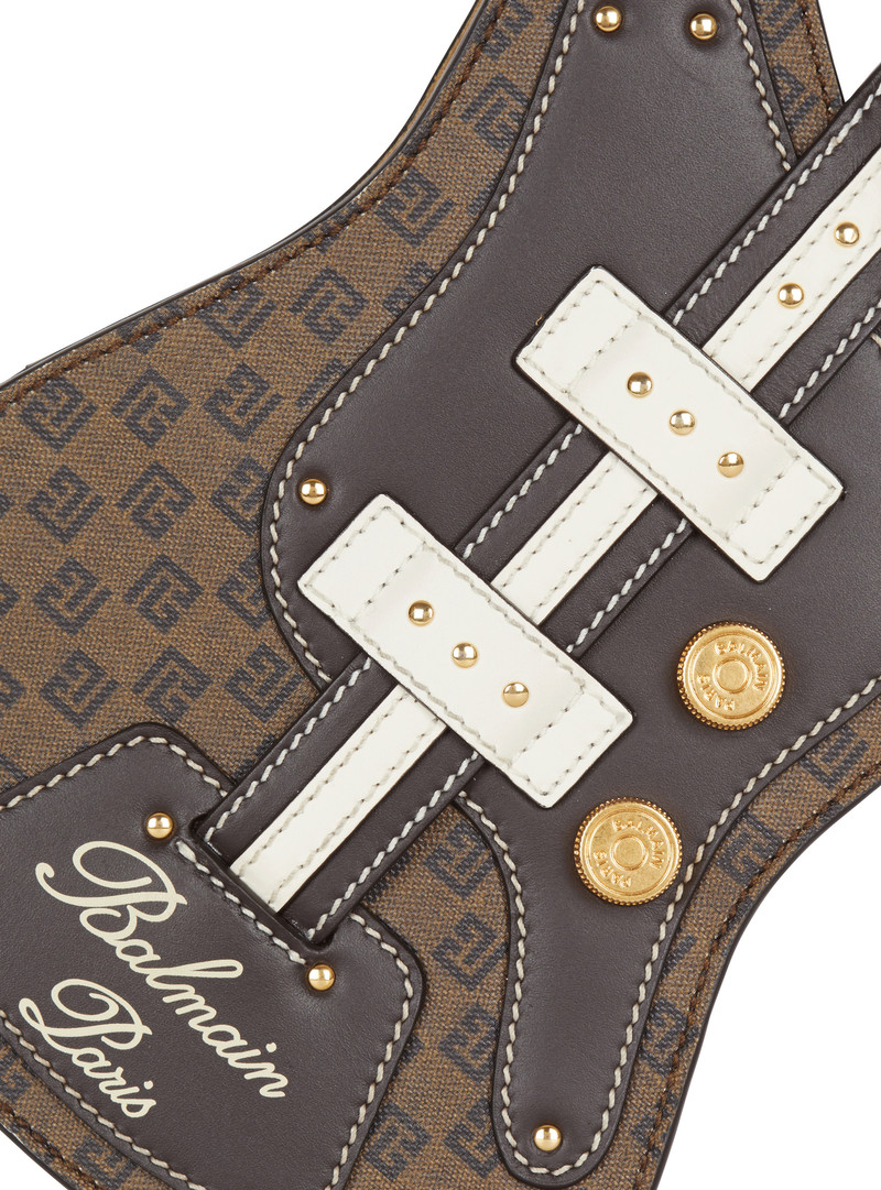 Guitar Bag clutch with leather and monogram detailing 6