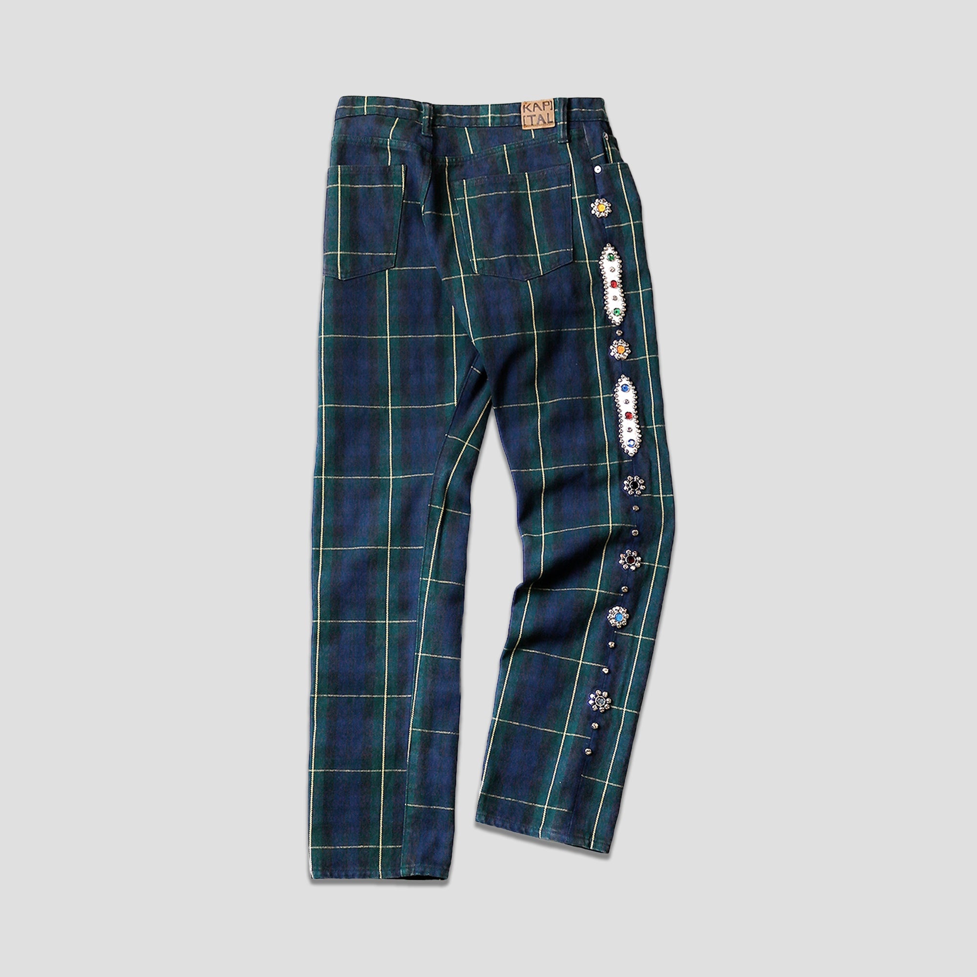 11oz TARTAN CHECK 5P MONKEY CISCO JEANS (STUDS REMAKE) - NAVY - 4