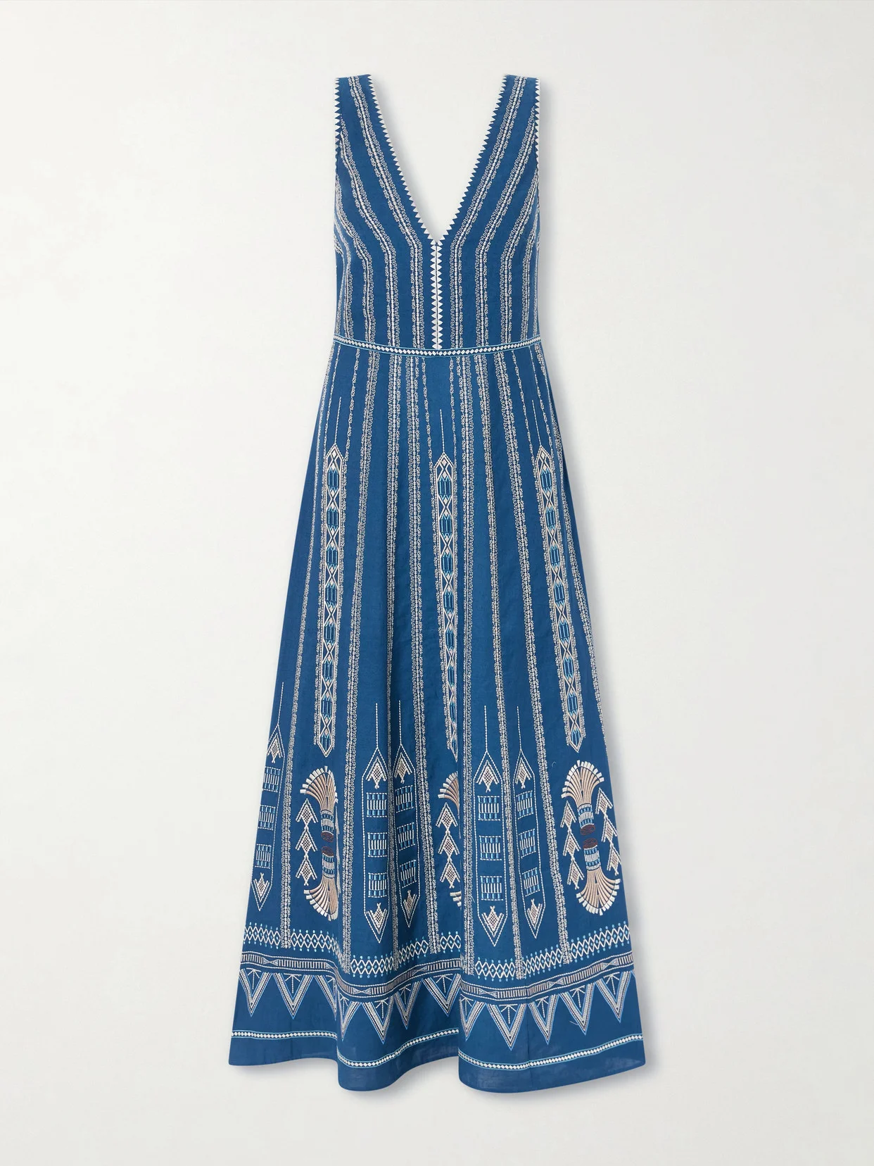 Nellie Embroidered Cotton And Linen-blend Maxi Dress - 1