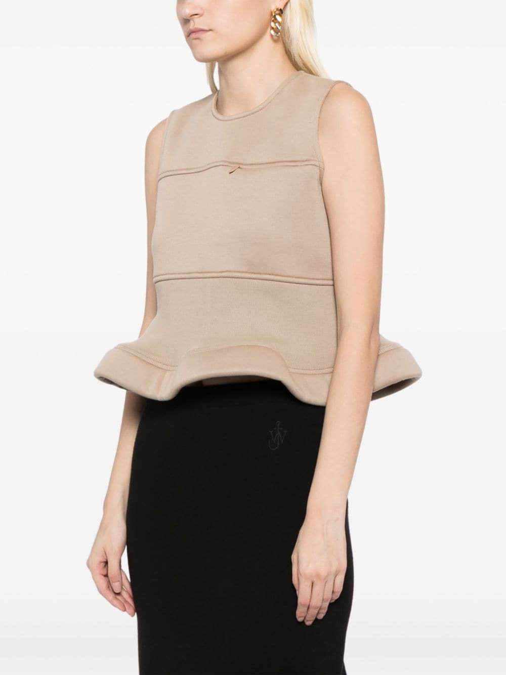 peplum hem sleeveless top - 3