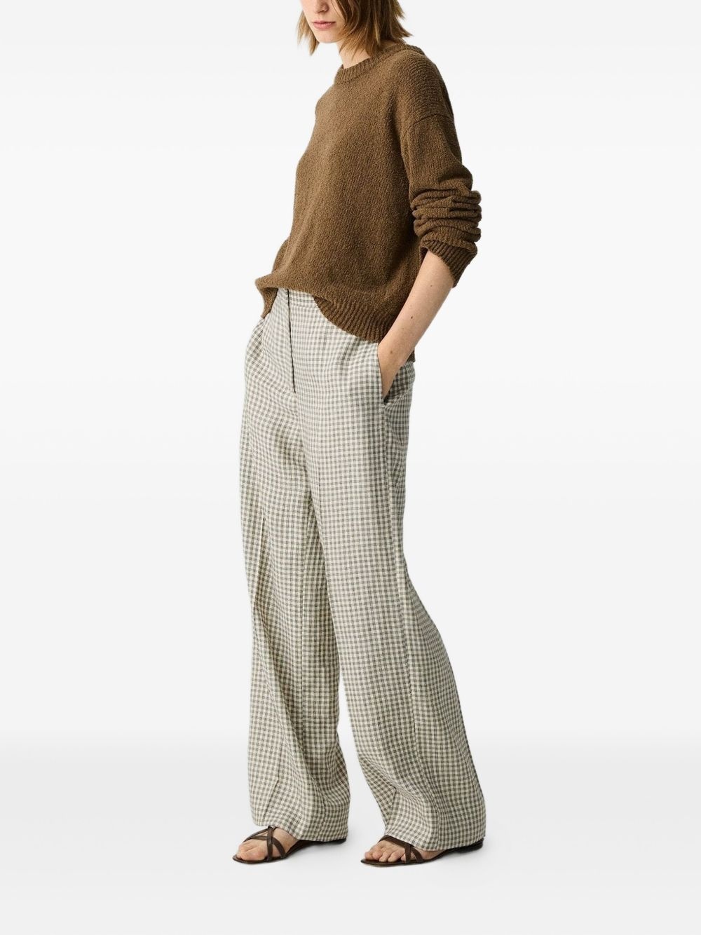 gingham-check straight-leg trousers - 3