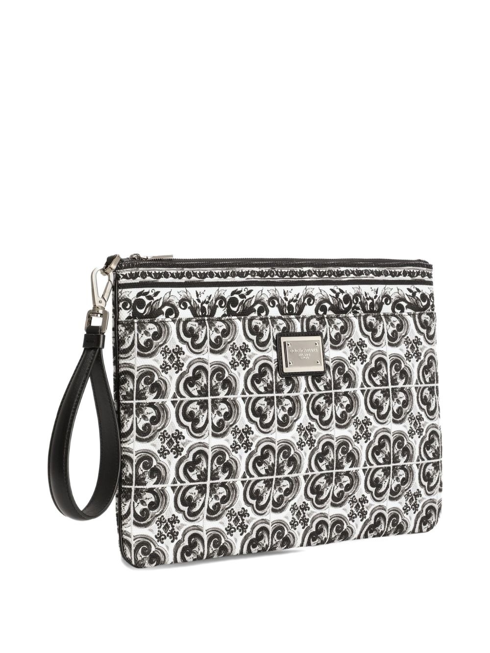 graphic-print leather clutch bag - 3