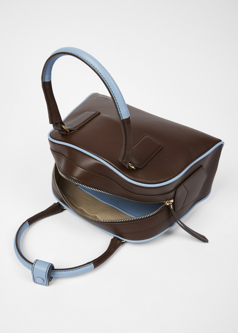 Women's Leather Contrasting Trim Top Handle Bag 6