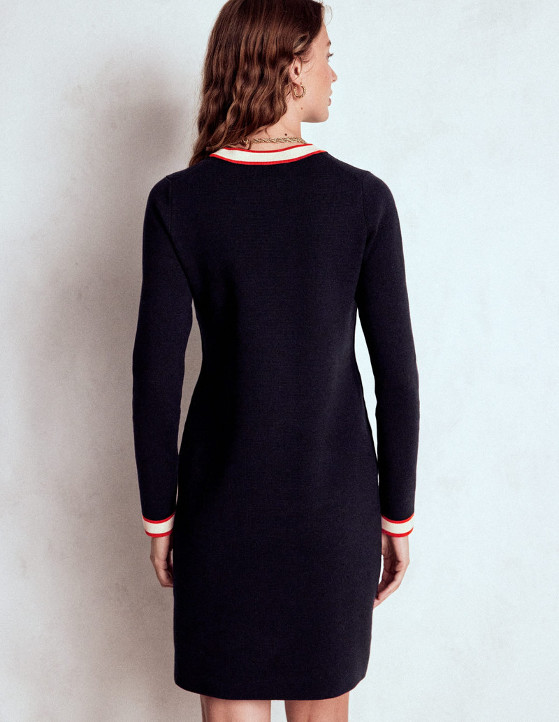 Holly Knitted Shift Dress-Navy 5
