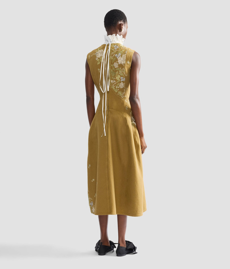 EMBROIDERED DENIM MIDI HOURGLASS DRESS 4