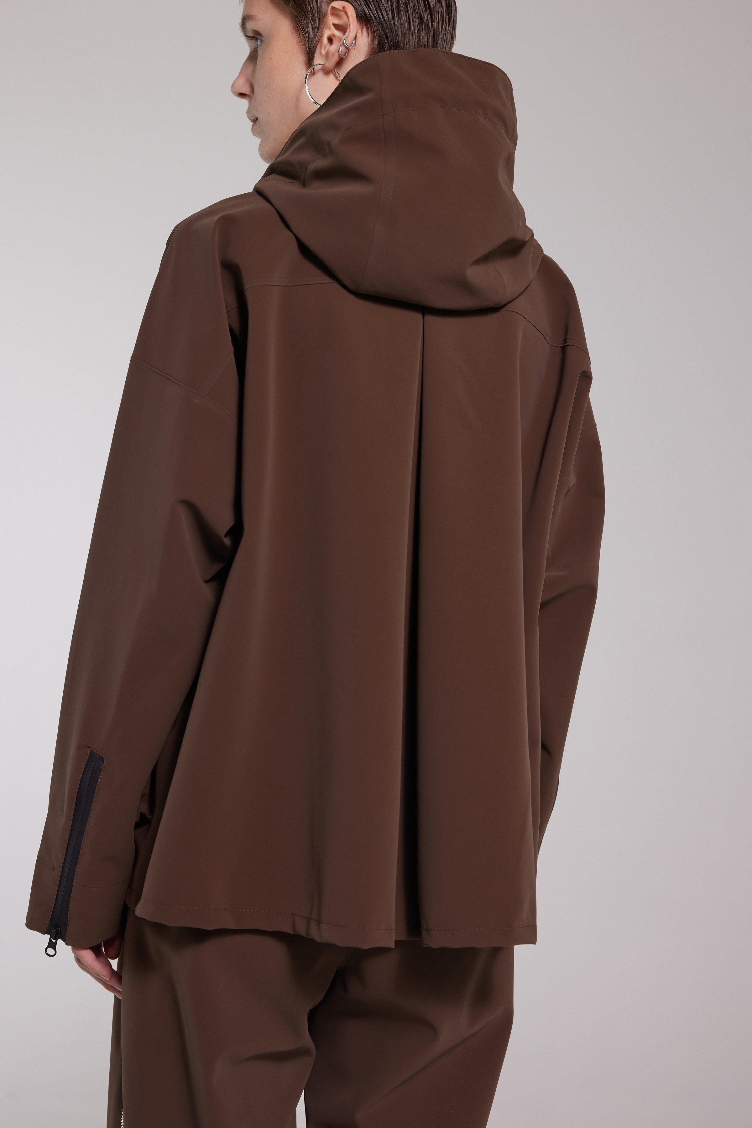 Sandviken Matte Zip Raincoat Dark Brown - 3