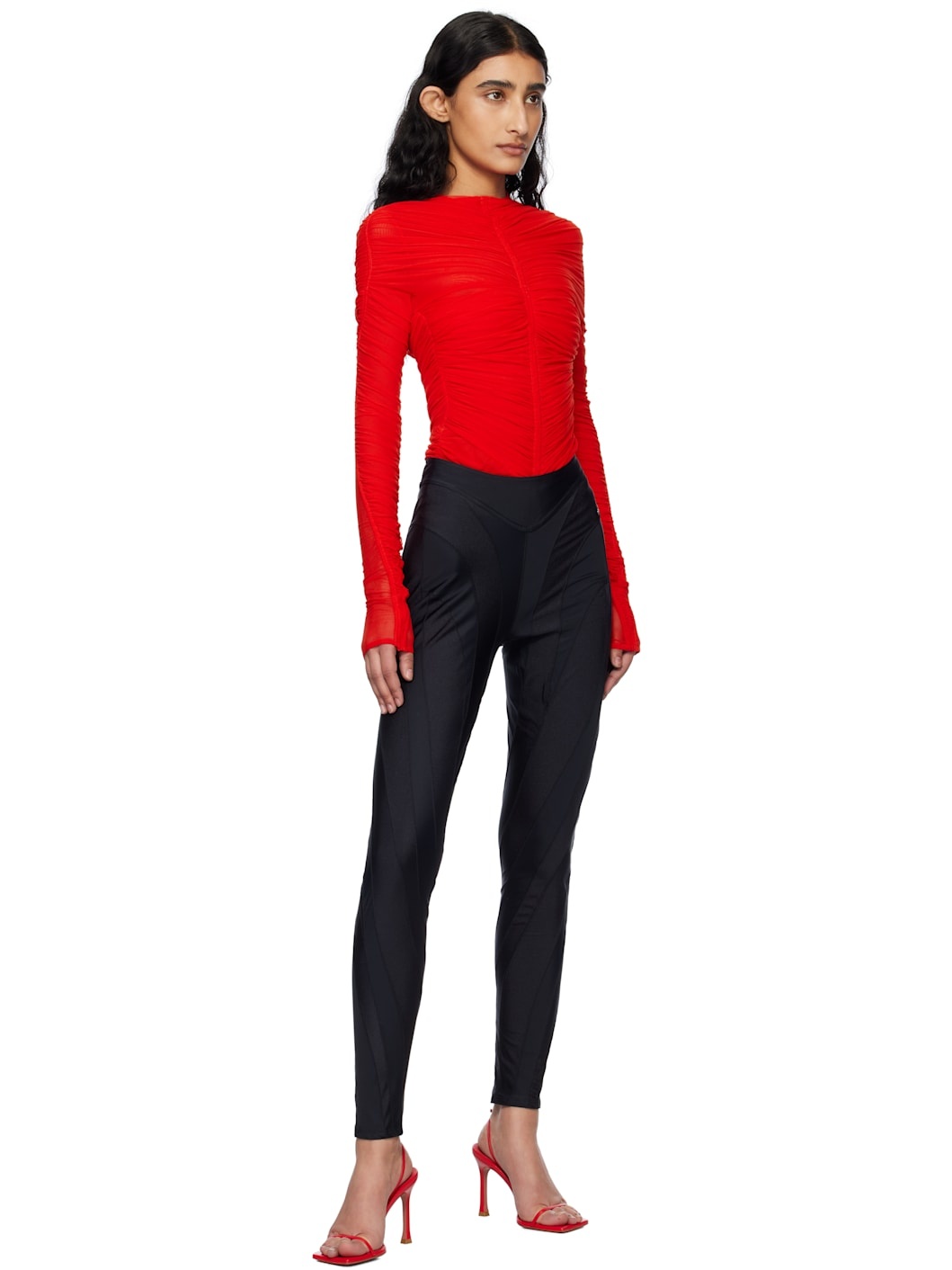Red Ruched Bodysuit - 5