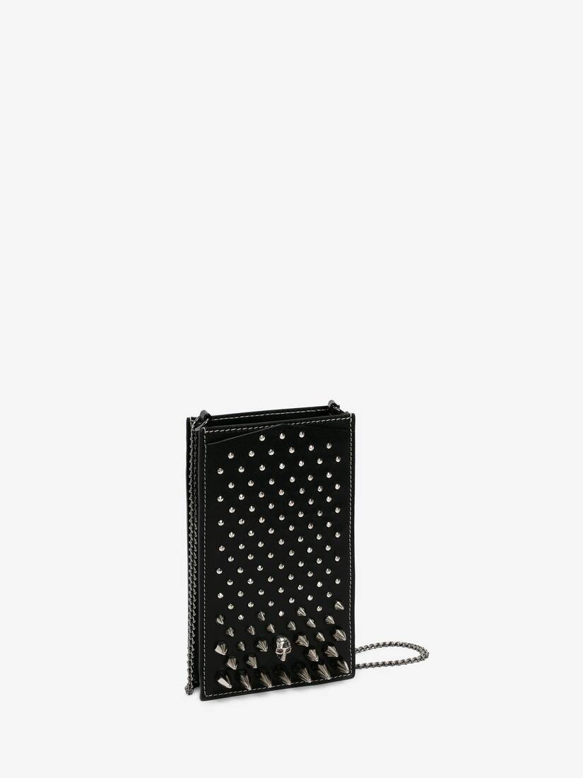 Women's Skull Phone Case With Chain in Black - 2