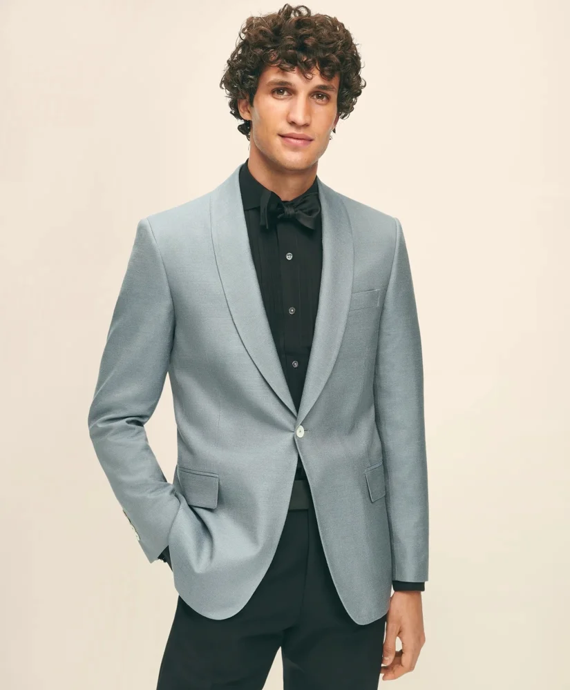 Black Fleece Shawl Collar Dinner Jacket in Silk Hopsack - 1