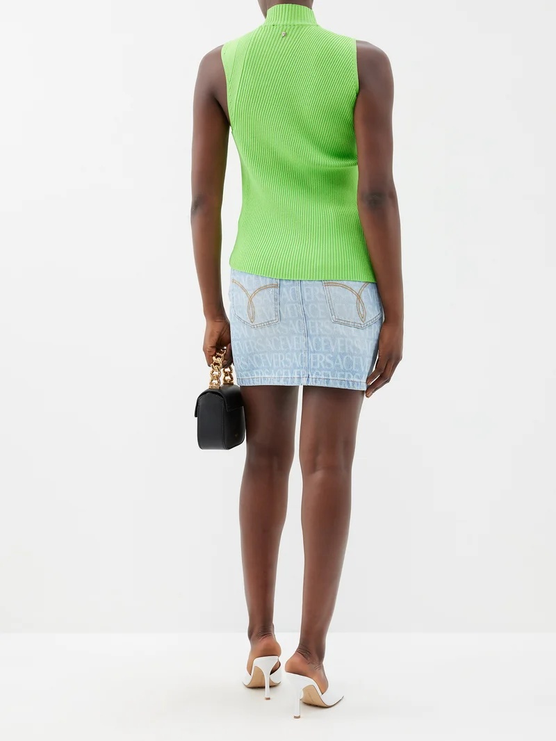 Asymmetric cutout ribbed-knit tank top - 5