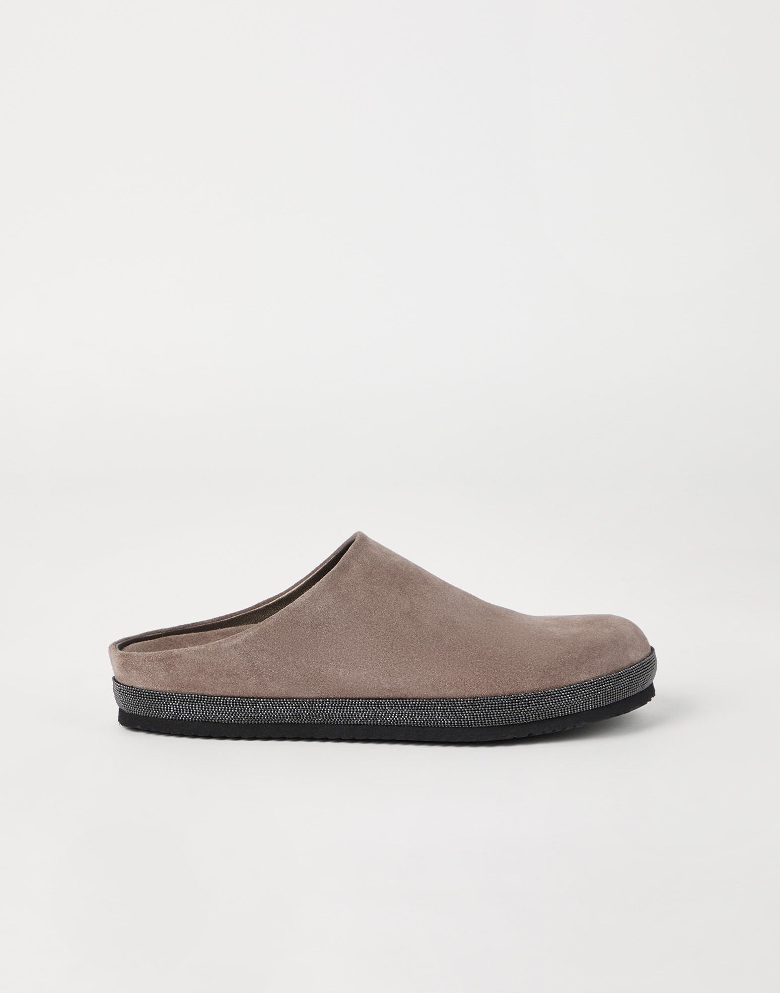 Suede slippers with precious trim - 5