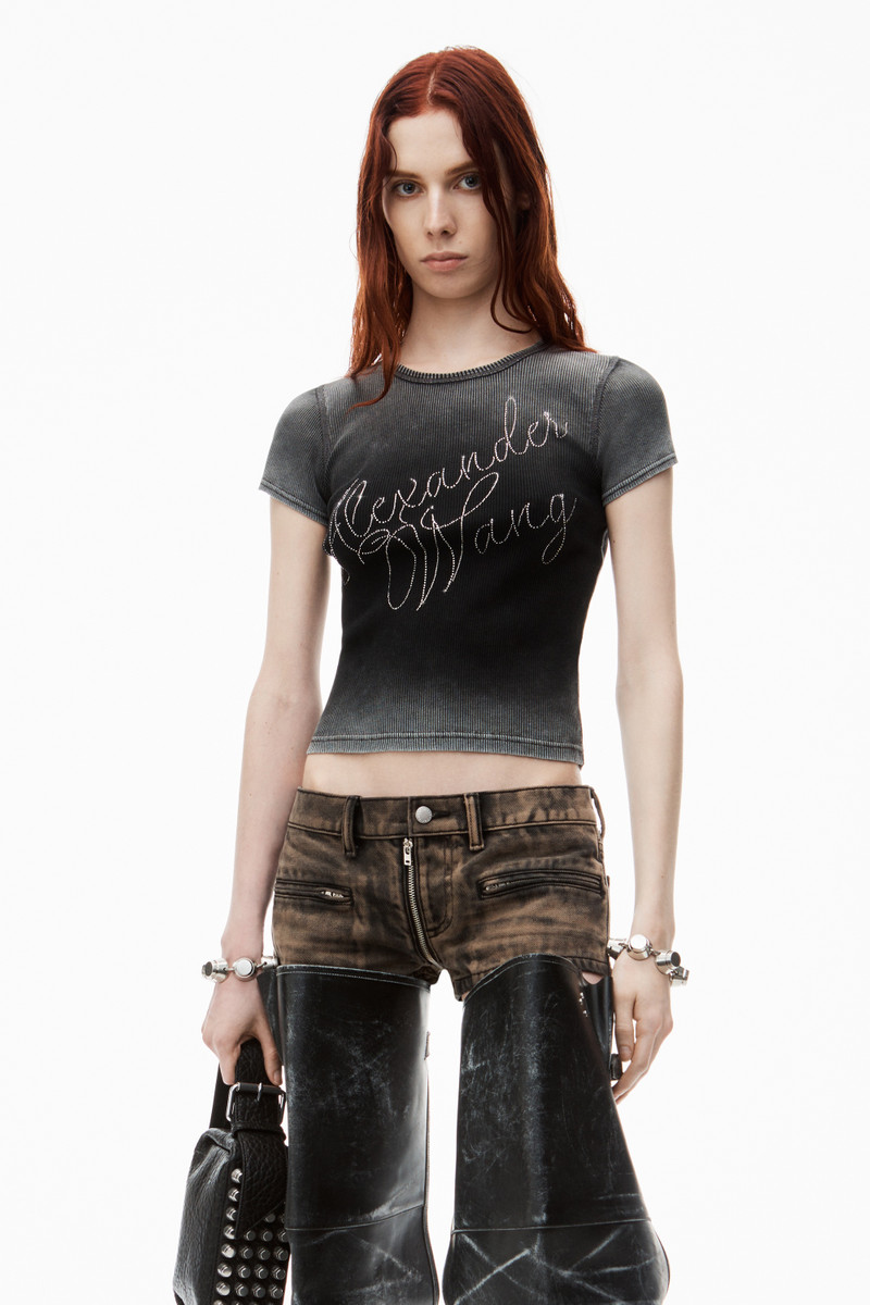 Crystal Hotfix Tee in Ribbed Jersey 2