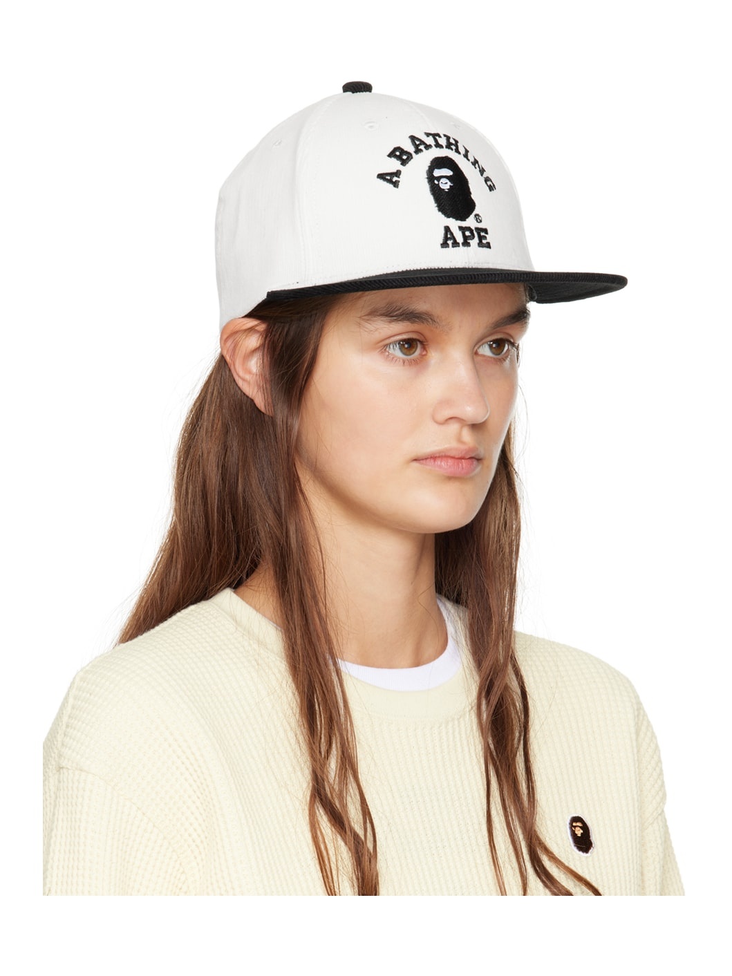 White Corduroy College Cap - 2