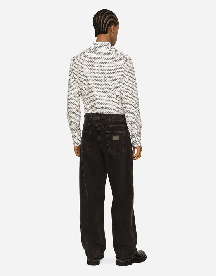 Poplin Gold-fit shirt with DG logo print - 3