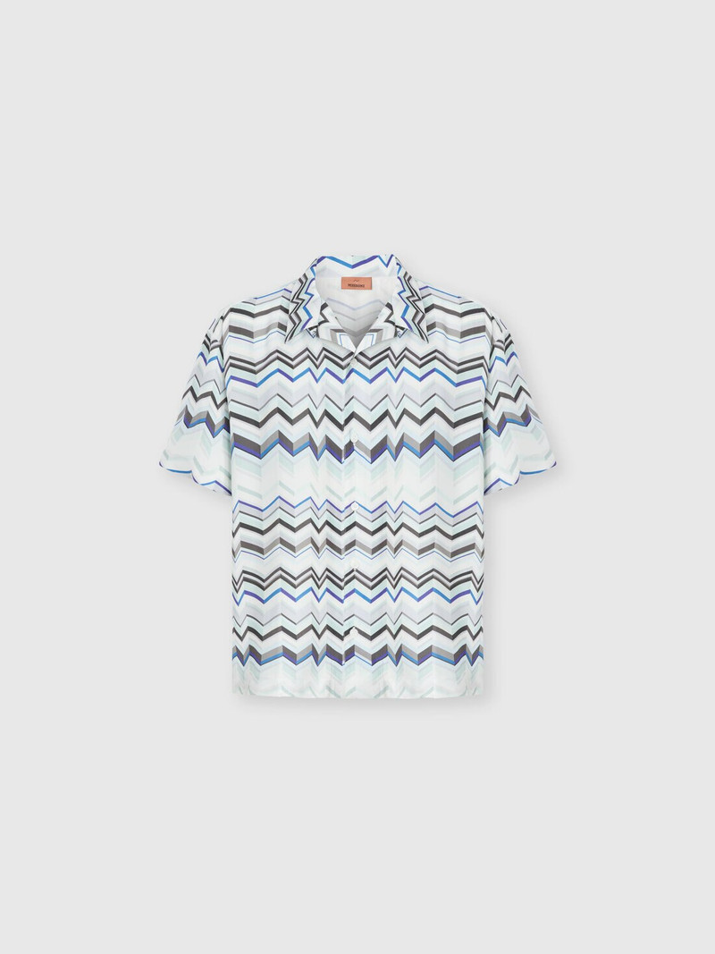 Bowling shirt in viscose with zigzag print 1