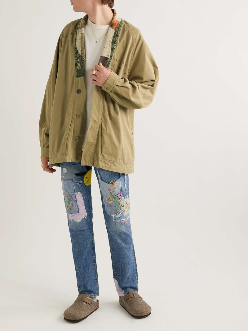 Kapital Tiger Juddbhan Corduroy-Trimmed Printed Cotton-Twill Shirt outlook