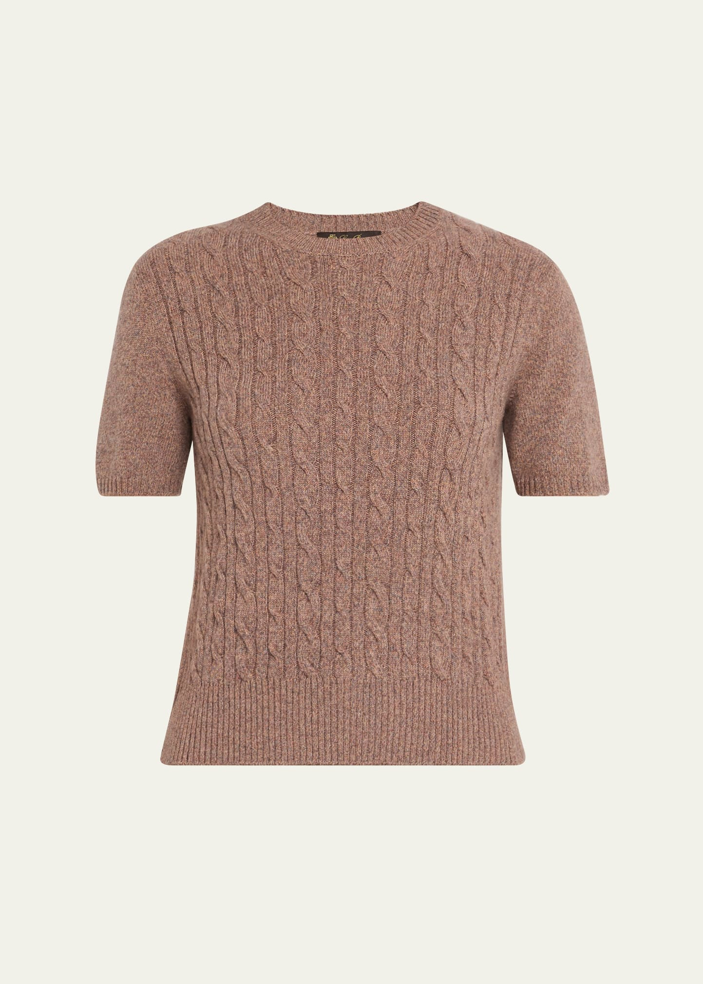Treccia Cashmere Short-Sleeve Sweater - 1