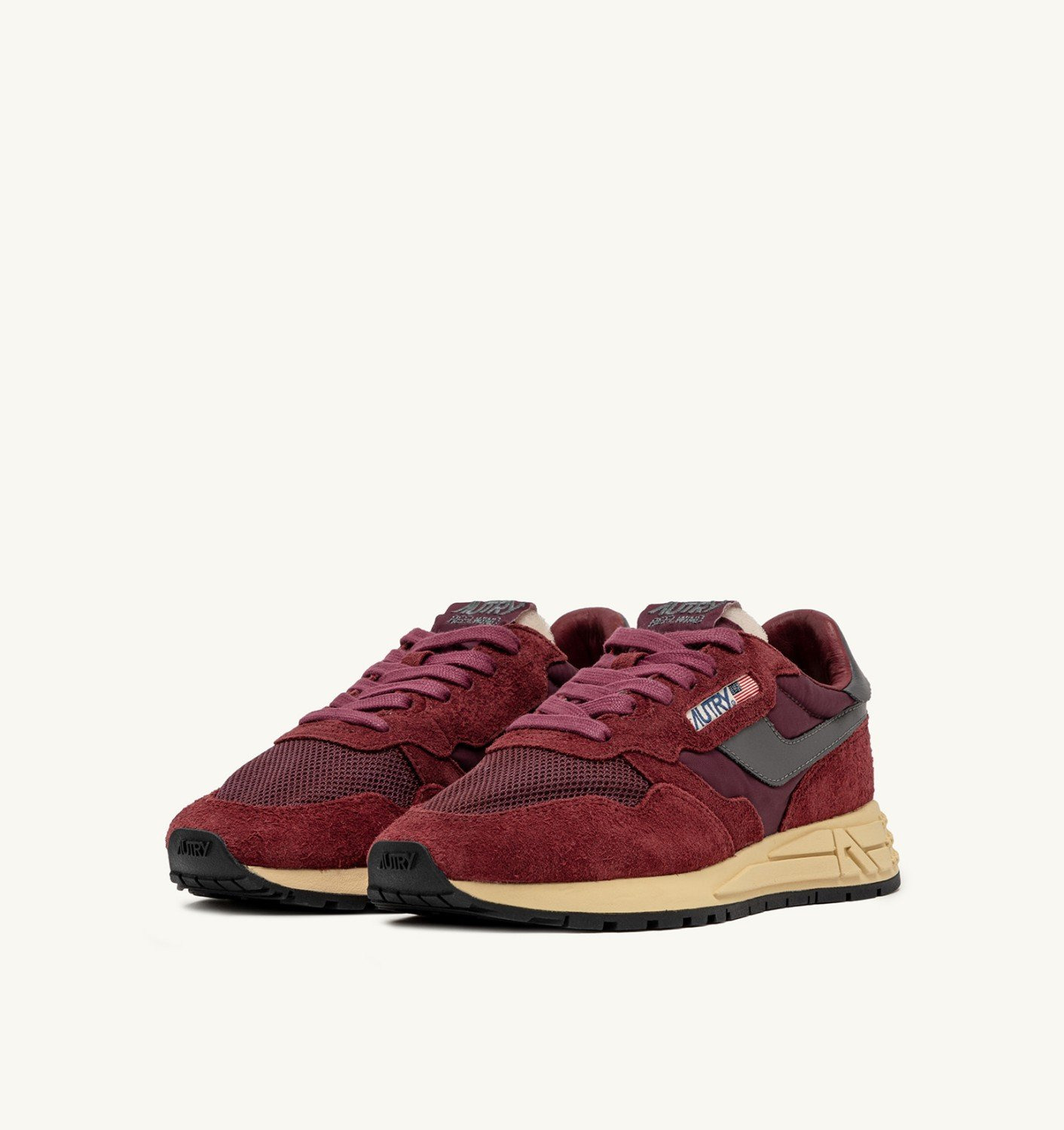 REELWIND LOW SNEAKERS IN NYLON SUEDE AND LEATHER COLOR ROUNGE AND CORDOVAN - 2